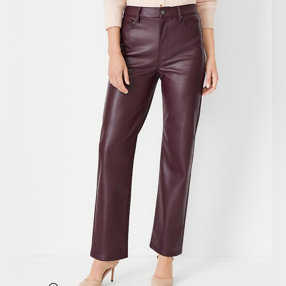 Ann Taylor Faux Leather Pants - dark purple